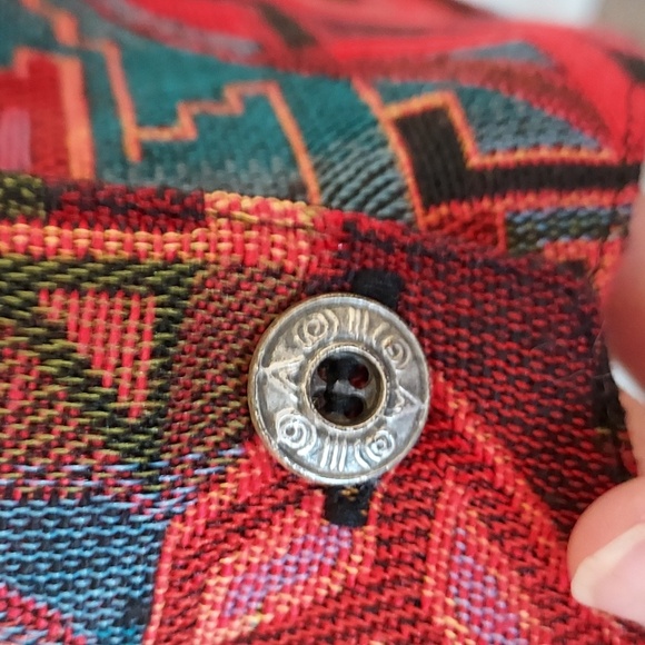 Retro 90s Southwest Print Of Reds, Blues, Oranges Vest with Tie Back Size Large - Picture 2 of 9